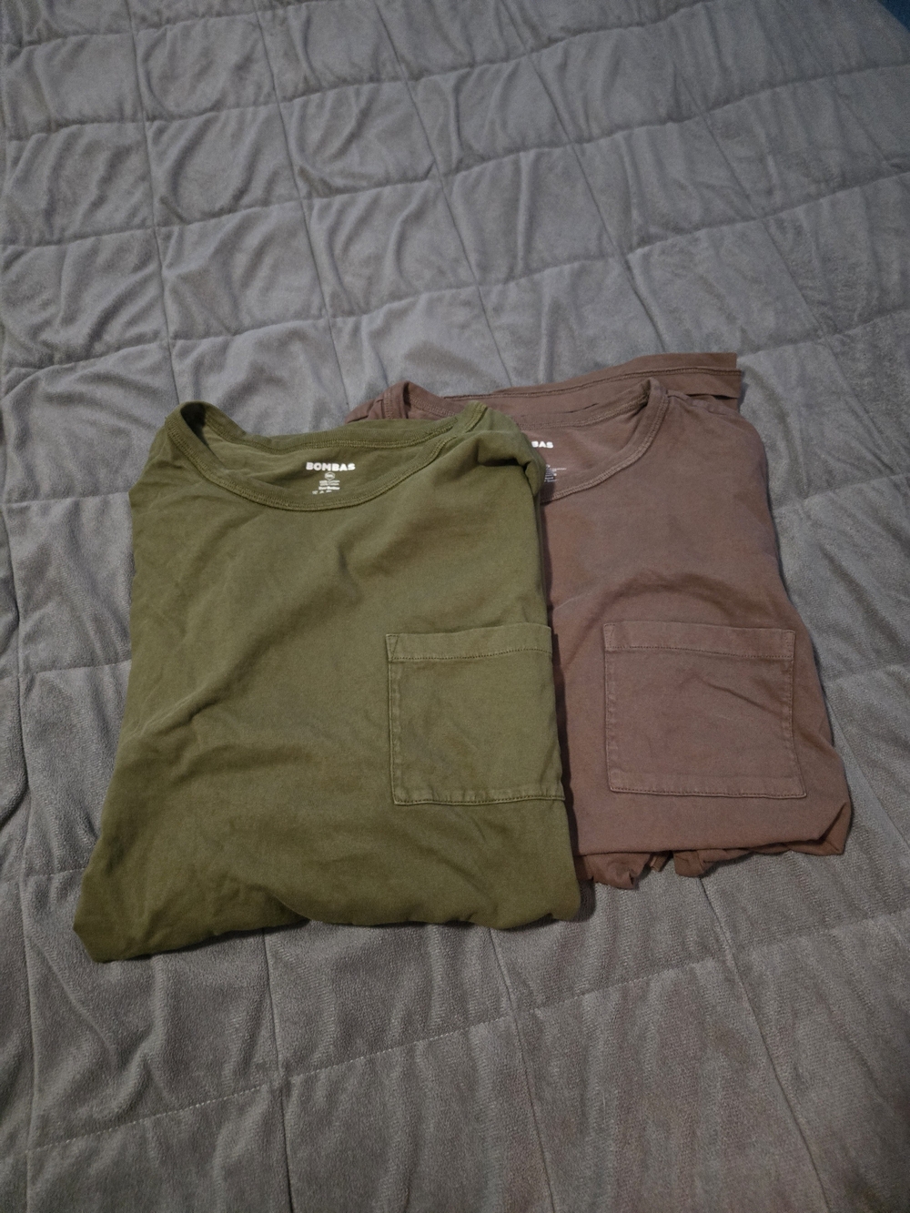 Bombas Men's Pocket Tee in Olive Green and Brown